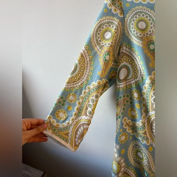 GIORGIO’S PALM BEACH Silk Paisley Long-sleeve Mini Print Dress M - Picture 4 of 8